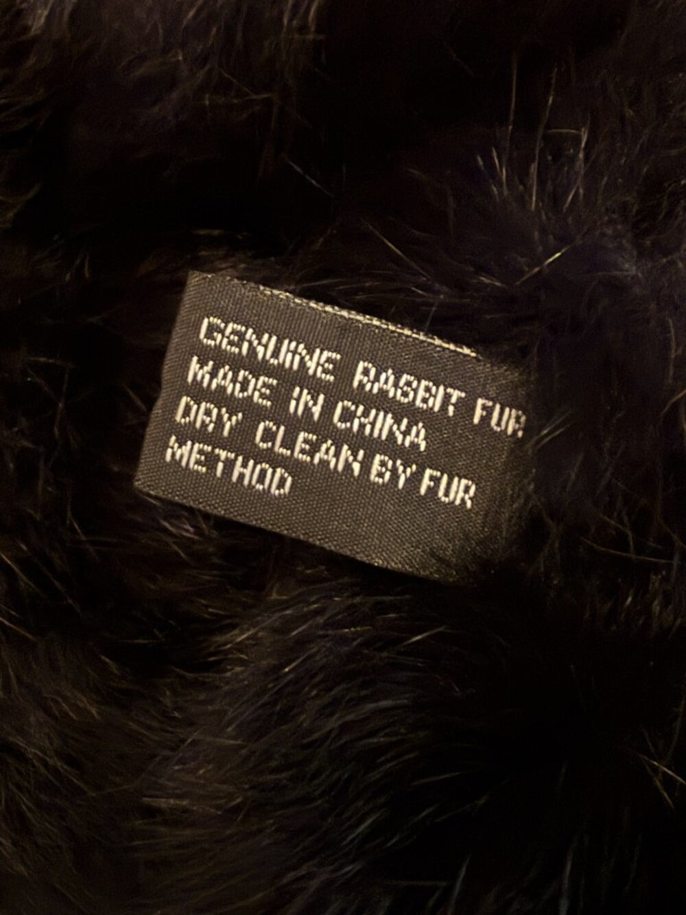 Black Rabbit Fur Pom-Pom Scarf Wrap Cejon Mob Wife Glam Super Soft Luxury - Picture 6 of 6